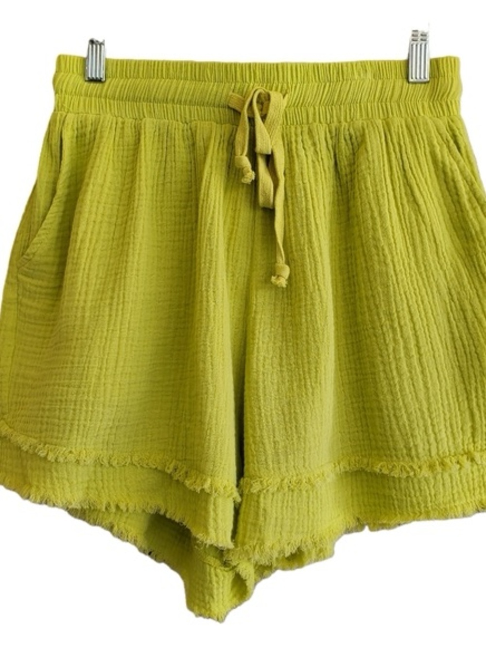 Indigo Rein Lime Green High-Waist Gauze Drawstring Shorts Size M